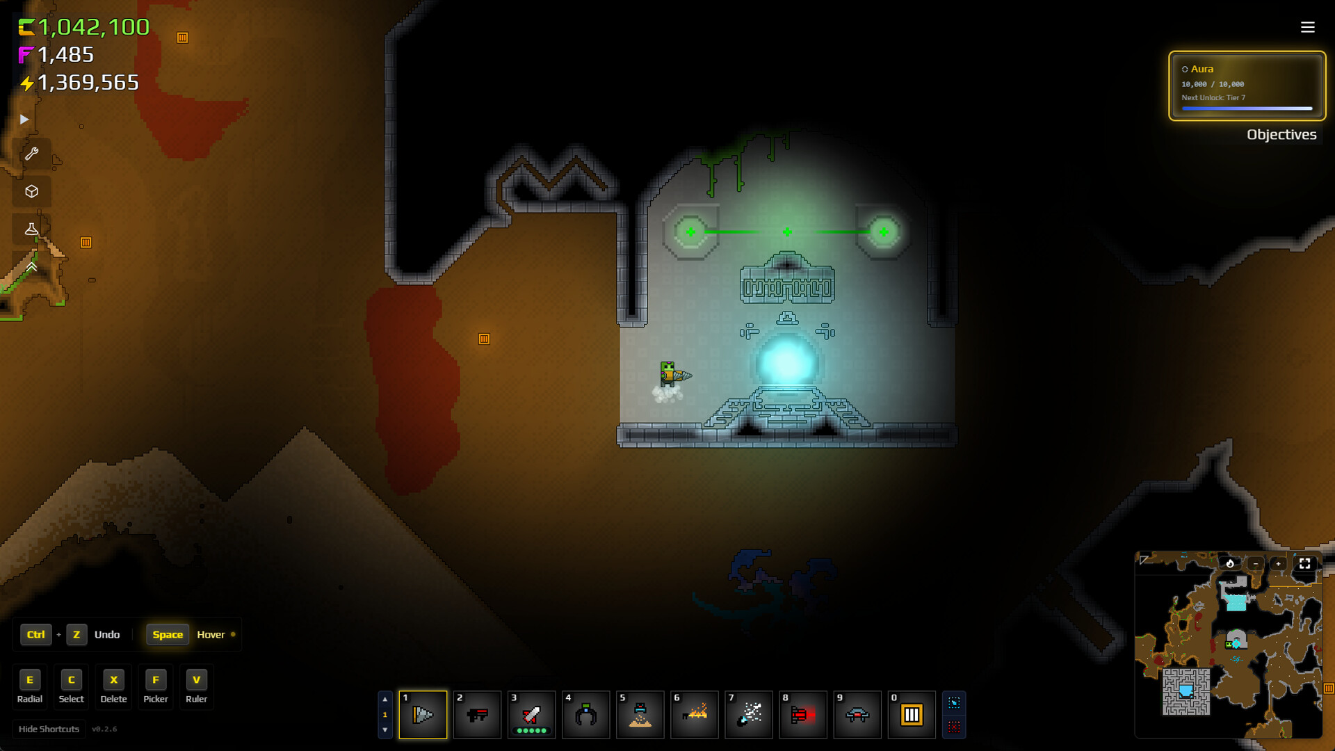 Deep orange Sandustry cave with hot material hazards